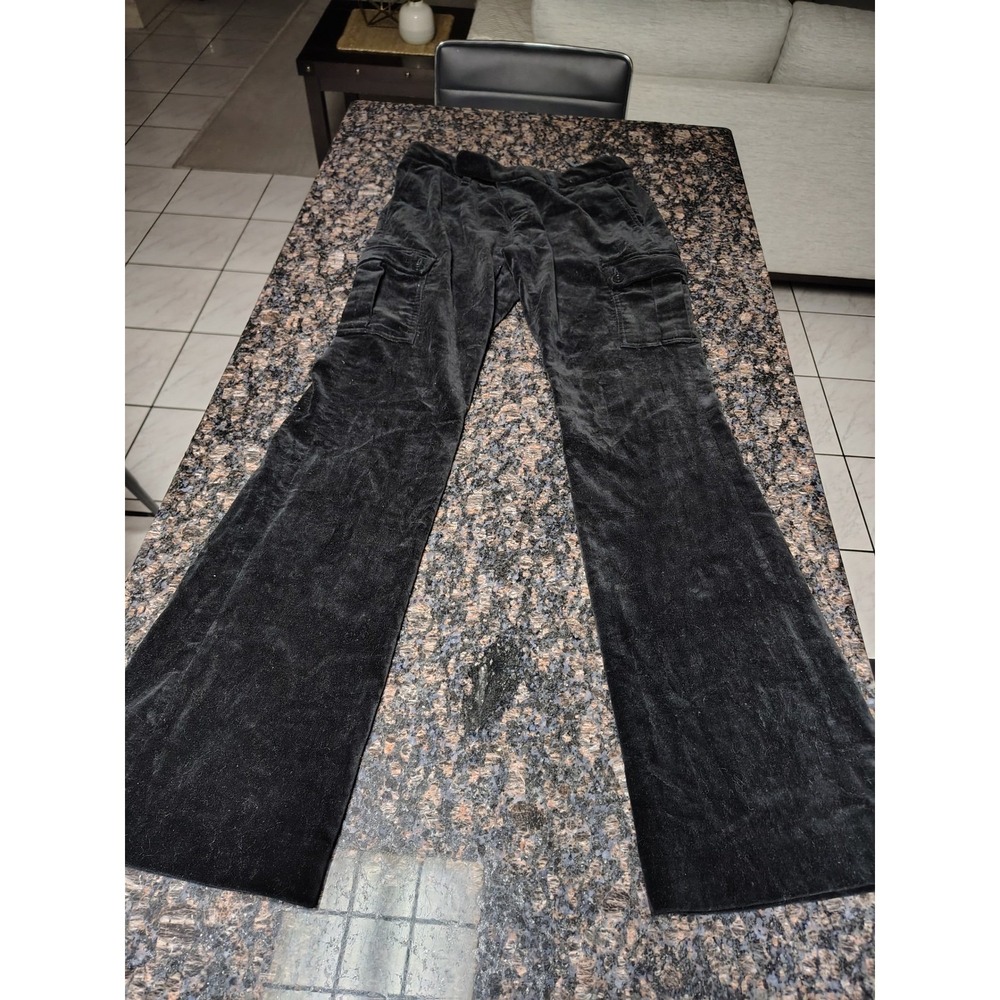 Ralph Lauren Black Velvet Cargo Pants Women Wide Leg Trouser Size 4